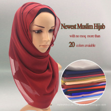 Diseño de moda mujeres árabes hijab musulmán burbuja gasa bufanda hijab color sólido